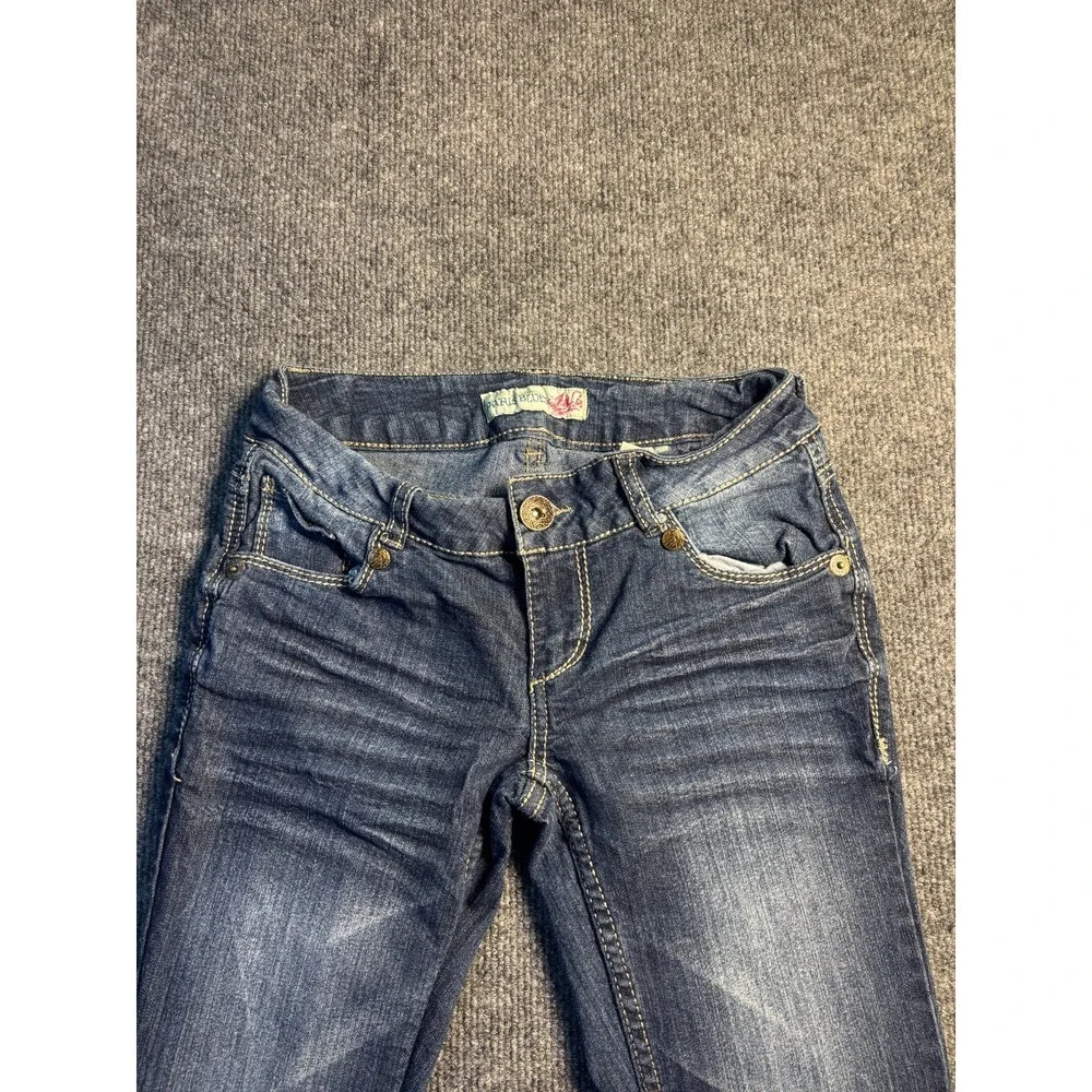 Paris Blues Skinny Jeans Womens‎ 1 Blue Denim Contrast Stitch Faded Whiskered
